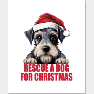 Schnauzer Santa - Christmas Rescue Dog Posters and Art